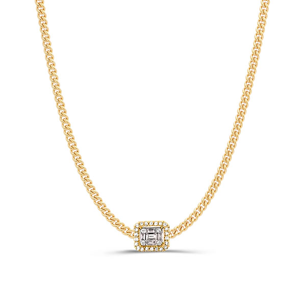 

Italo Baguette Pendant Necklace Golden Necklace For Women, White