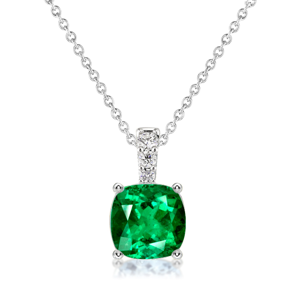 

Italo Cushion Cut Emerald Green Pendant Necklace, White