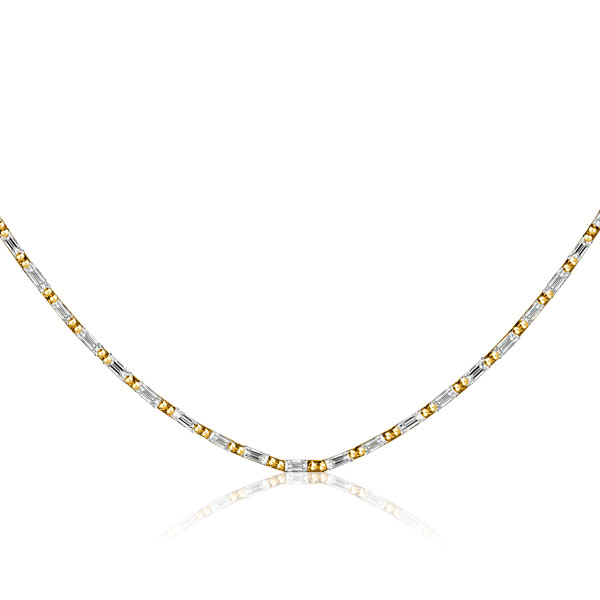 

Italo Created White Sapphire Tennis Necklace Baguette Sterling Silver Tennis Necklace