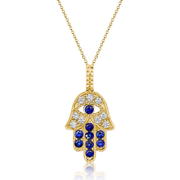 

Italo Blue Evil Eye Necklace Hamsa Hand Necklace For Women, White