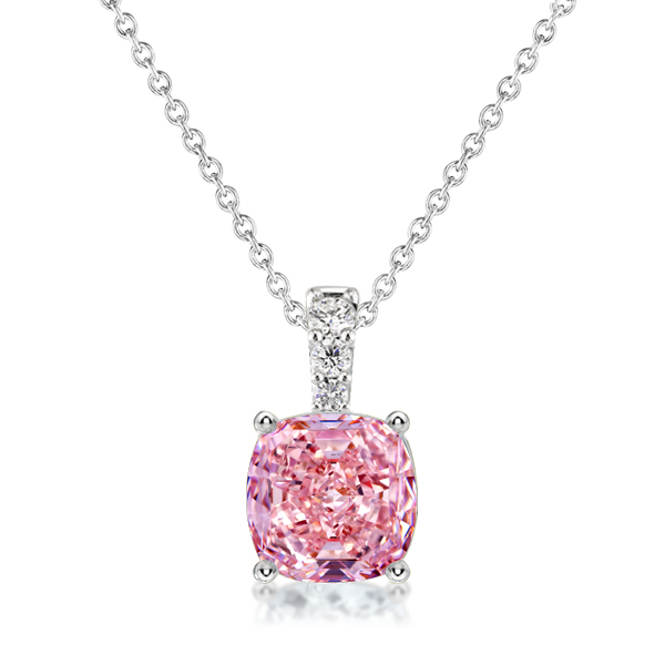 

Italo Pink Sapphire Cushion Cut Pendant Necklace For Women, White
