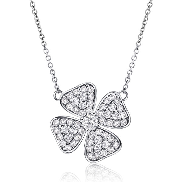 

Italo 4 Leaf Clover Necklace For Women Sliver Necklace, White