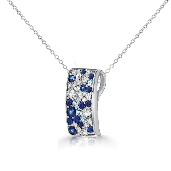 

Italo Blue Sapphire Pave Setting Pendant Necklace In Silver, White
