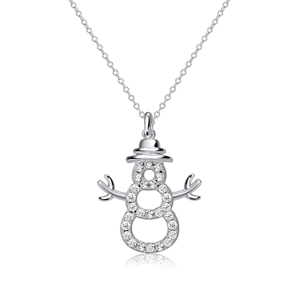 

Italo White Sapphire Snowman Necklace In Sterling Silver
