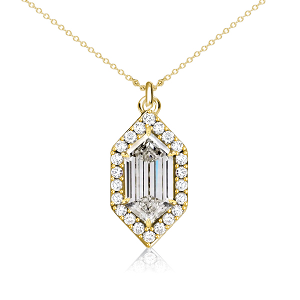 

Italo Hexagon Pendant Necklace Halo Necklace For Women, White