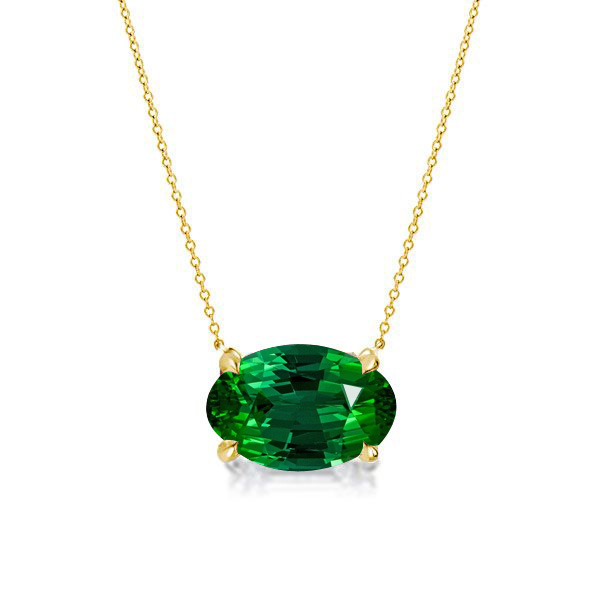

Italo Golden Oval Cut Emerald Necklace Solitaire Necklace, White