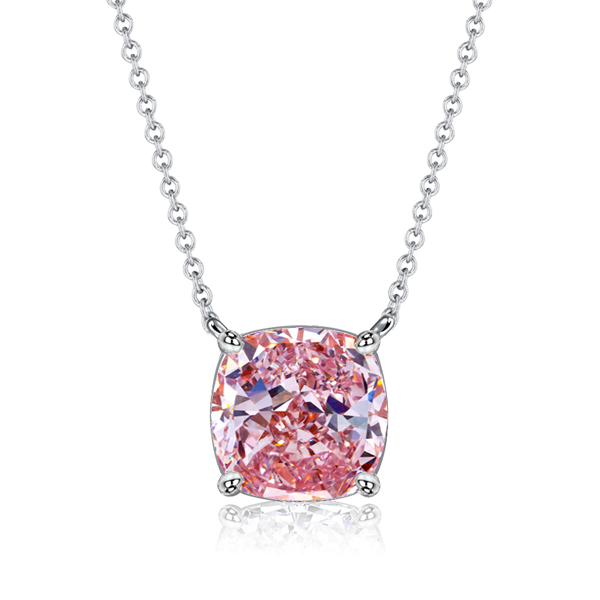 

Italo Cushion Cut Pink Pendant Necklace Solitaire Necklace, White