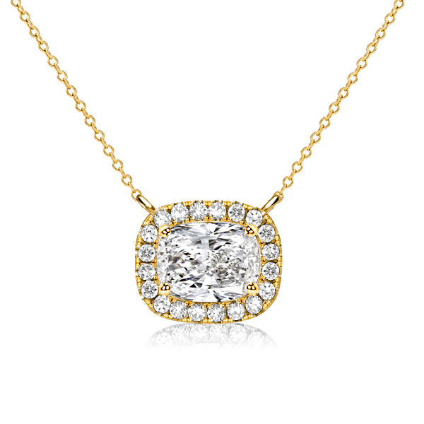 

Italo Cushion Cut White Sapphire Halo Necklace For Women