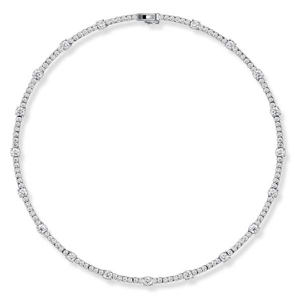 

Italo Round Cut Tennis Necklace For Women (14.04 CT. TW.), White