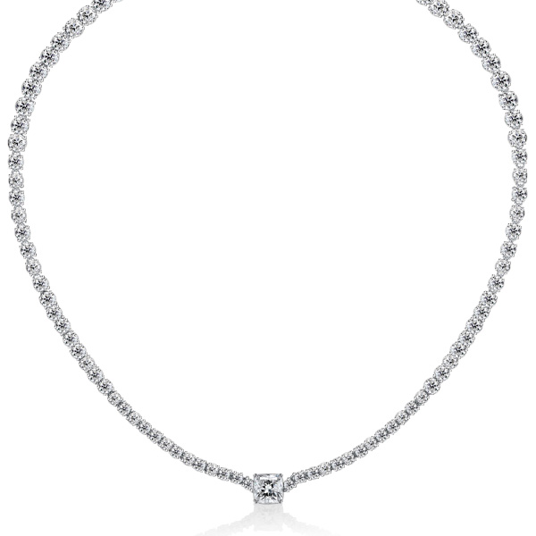

Italo Cushion Cut Eternity Necklace For Women, White