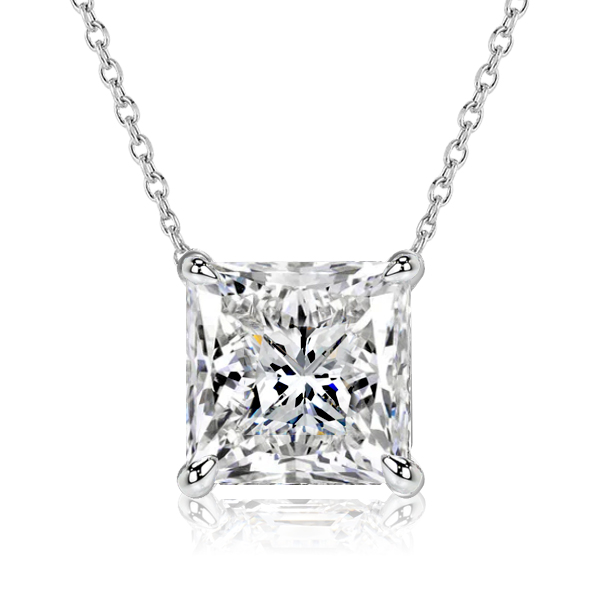 

Italo Princess Cut Solitaire Pendant Necklace For Women, White