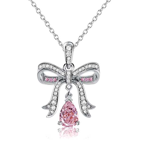 

Italo Knot Pear Cut Pink Sapphire Necklace Pendant Necklace Christmas Knot, White