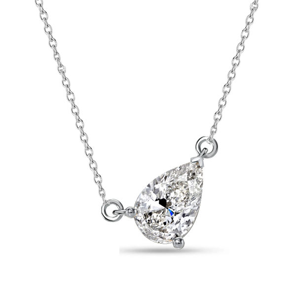 

Italo Solitaire Pear Shaped Pendant Necklace In Sterling Silver, White
