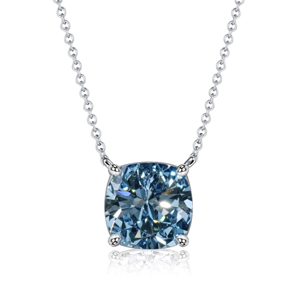 

Italo Cushion Cut Blue Topaz Pendant Necklace Solitaire, White