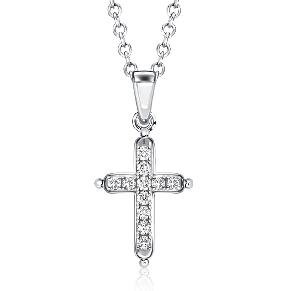 

Italo White Sapphire Necklace Dainty Cross Pendant Necklace