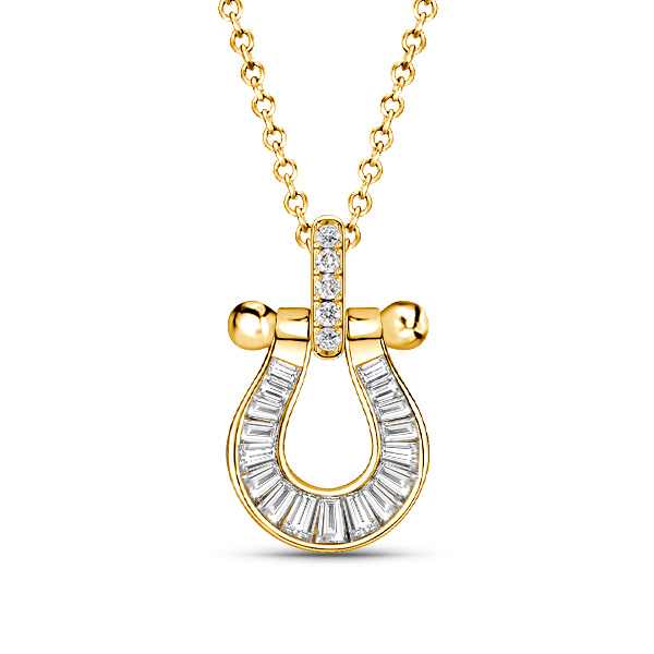 

Italo Channel Setting Horseshoe Pendant Necklace For Women, White