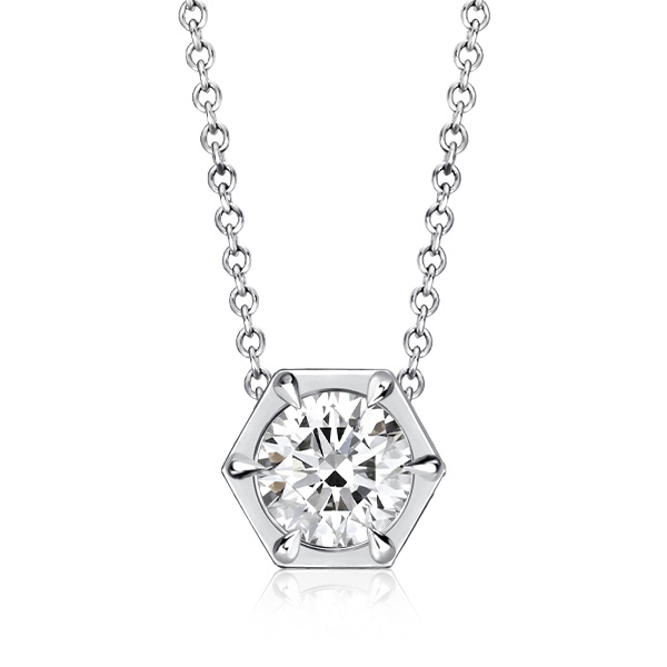 

Italo Hexagon Single Stone Necklace Solitaire Pendant Necklace, White