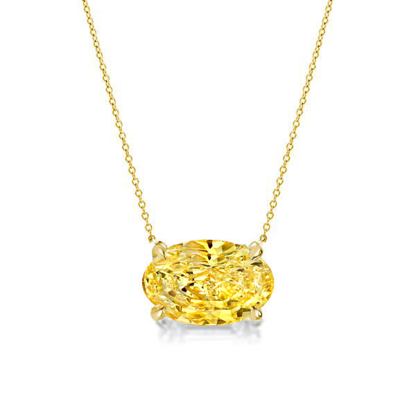 

Italo Golden Oval Cut Yellow Topaz Necklace Solitaire Necklace, White