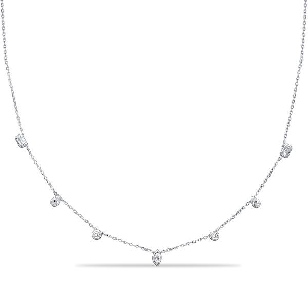

Italo Bezel Set Multi Cut Station Necklace Chain Necklace For Women, White