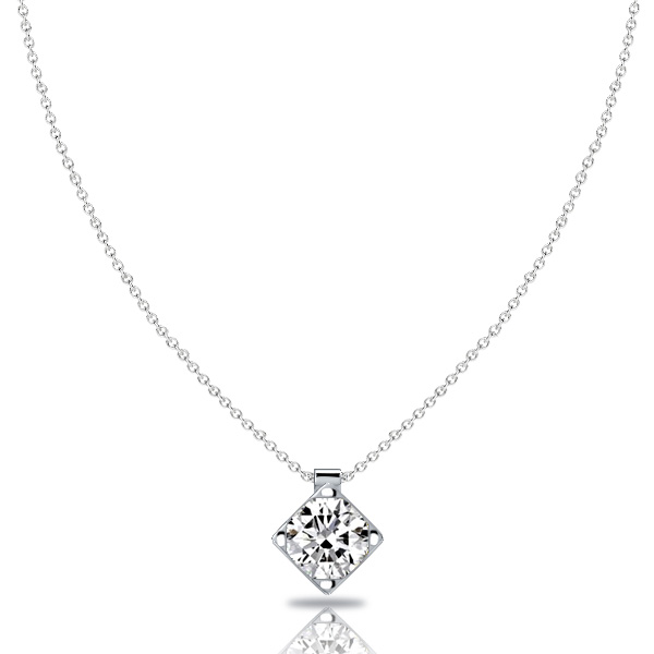 

Italo White Sapphire Cushion Cut Solitaire Pendant Necklace For Women
