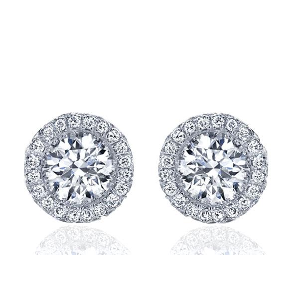 

Italo Halo Round Cut Stud Earring Silver Earrings For Women, White