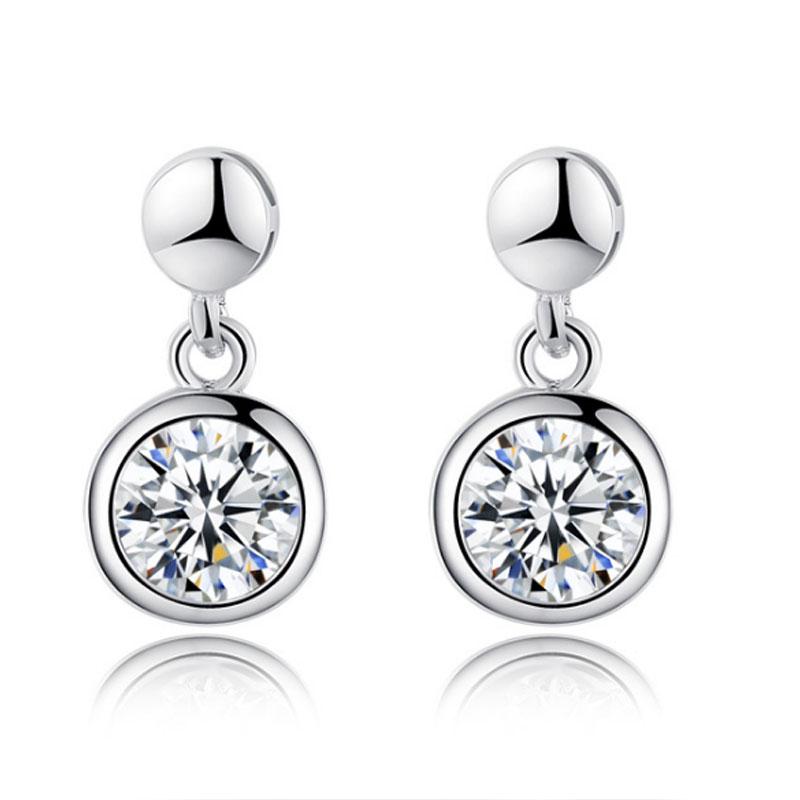 

Italo Classic Bezel Created White Sapphire Drop Earrings