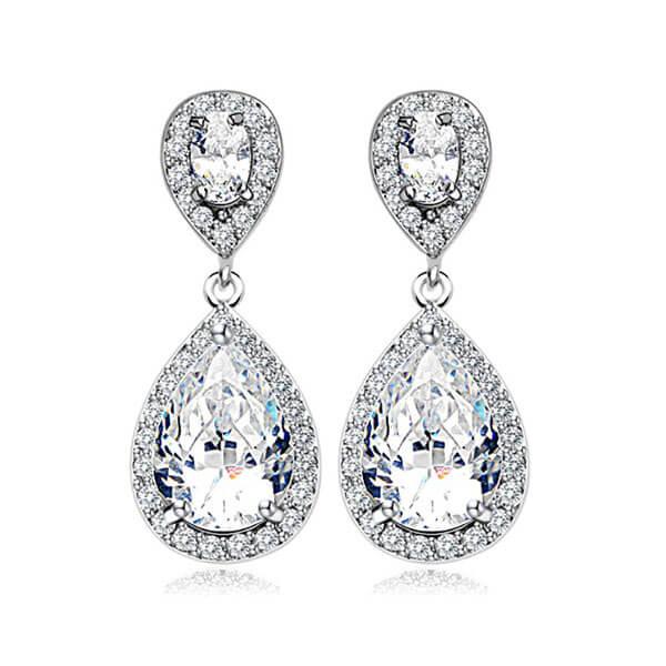 

Italo Halo Pear Created White Sapphire Drop Earrings