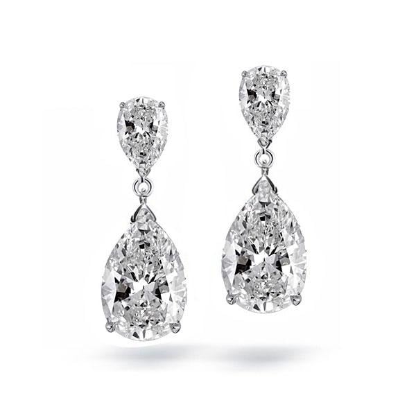 

Pear Cut Sterling Silver Drop Earrings For Women, White