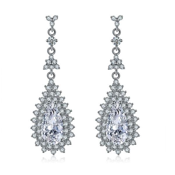 

Italo Halo Pear Created White Sapphire Drop Earrings