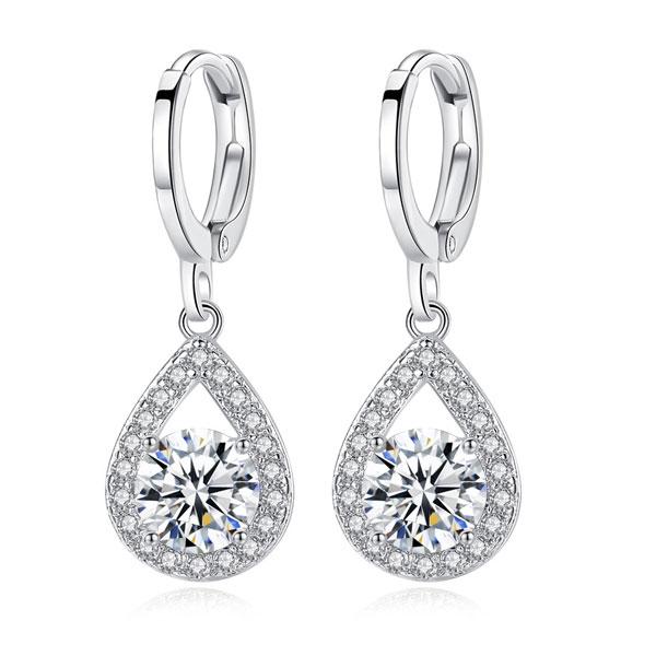 

Italo Halo Pear Created White Sapphire Drop Earrings