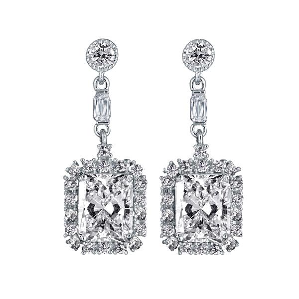 

Halo Radiant Created White Sapphire Drop Earrings