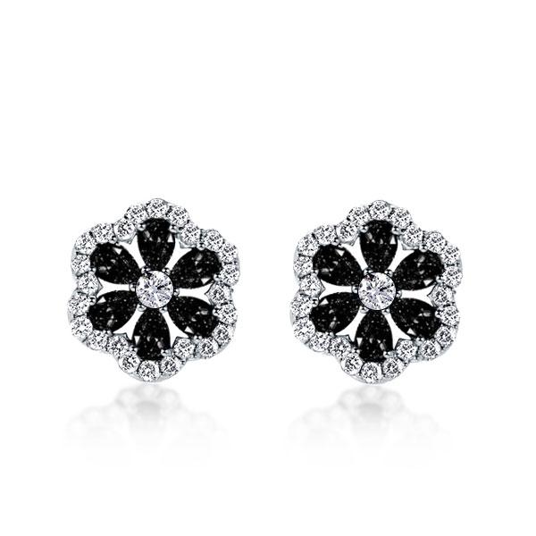 

Flower Design Created Black Sapphire Stud Earrings, White