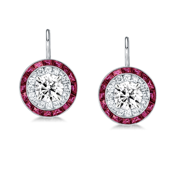 

Luxury Halo White & Garnet Drop Earrings
