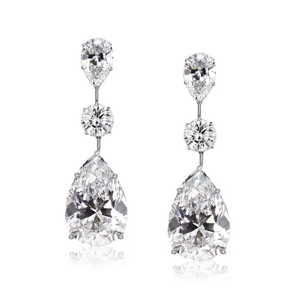 

Pear Cut Drop Earrings, White