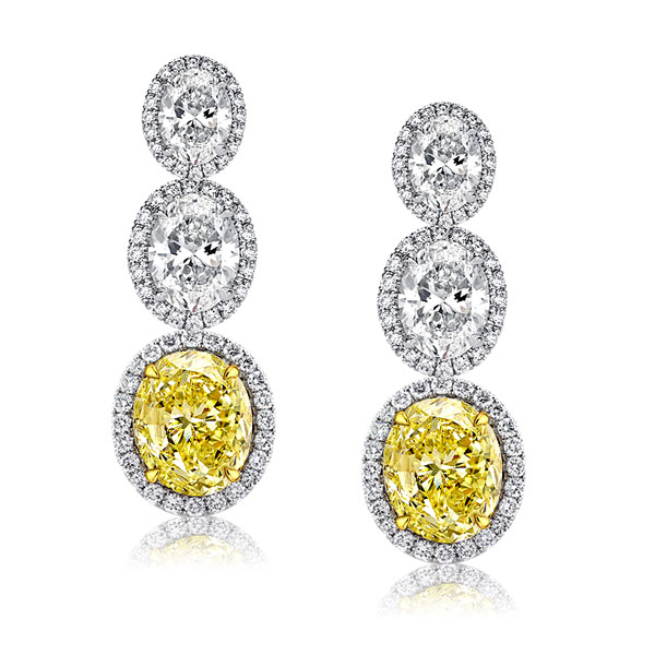 

Halo Oval Yellow & White Drop Earrings