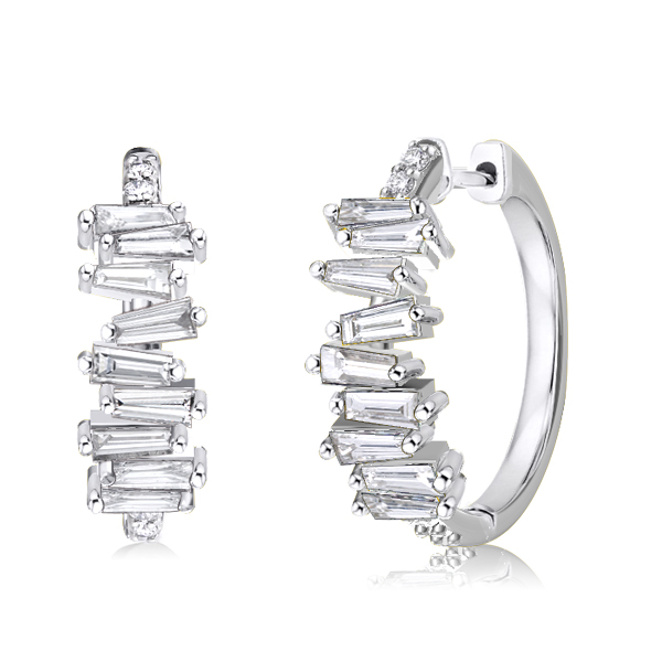 

Baguette Cut White Sapphire Earrings For Women