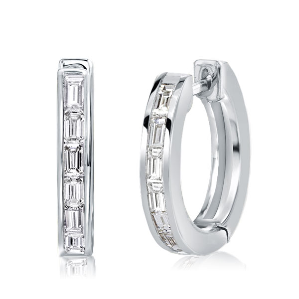 

Baguette Cut White Sapphire Hoop Earrings