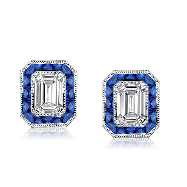

Fligree Halo Emerald Stud Earrings, White
