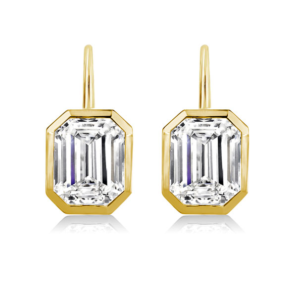 

Golden Bezel Setting Emerald Drop Earrings, White