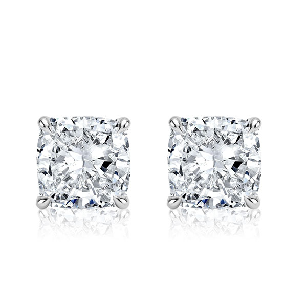 

Italo Cushion Cut Stud Earrings For Women In Sterling Silver, White
