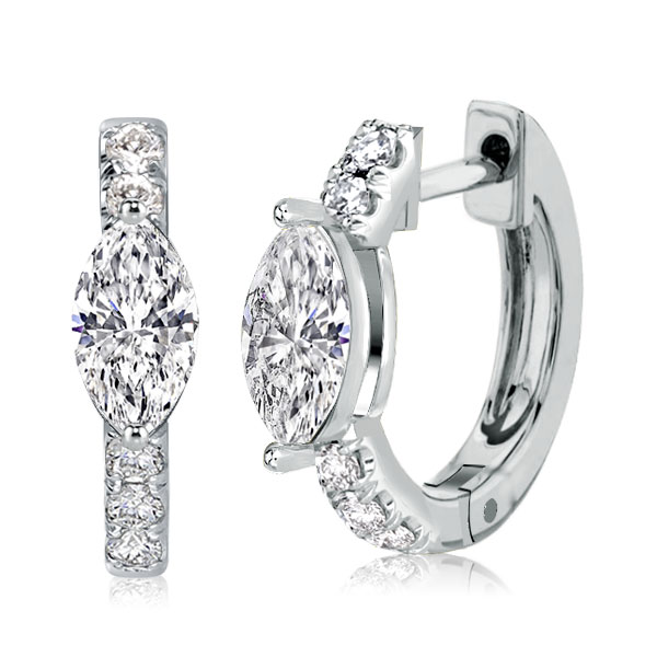 

Italo Marquise Earrings Huggie Earrings For Women Fine Jewelry, White