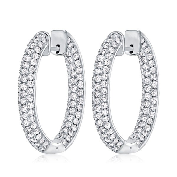 

Pave Setting Sterling Silver Hoop Earrings For Women, White