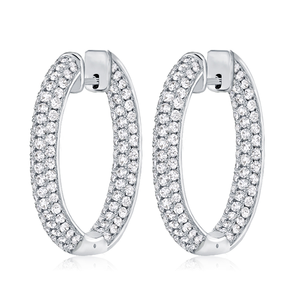 

Pave Setting Sterling Silver Hoop Earrings For Women, White