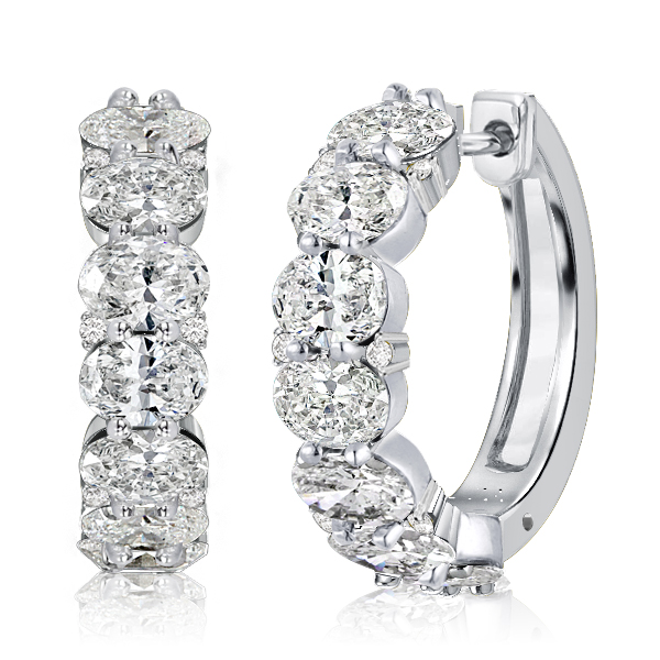 

Classic Oval Cut White Sapphire Hoop Earrings For Women