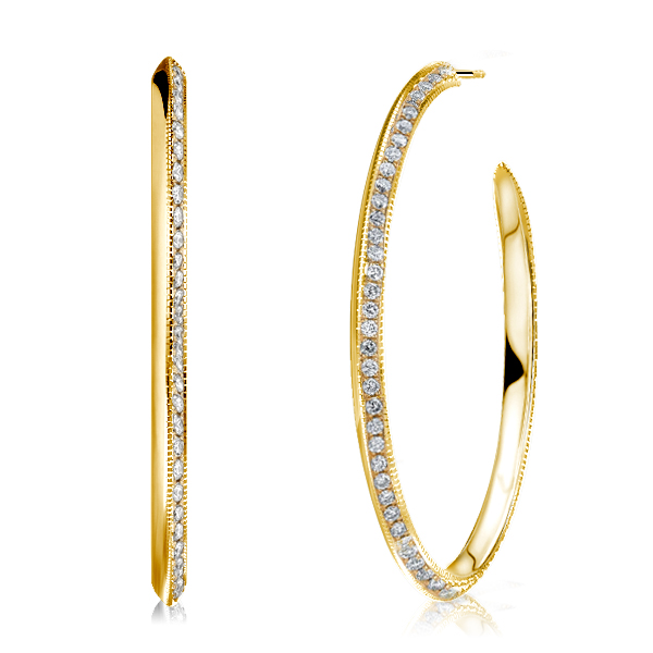 

Italo Golden One Side Round Cut Hoop Earrings For Women, White