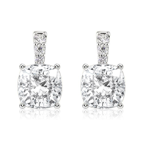 

Italo Cushion Cut White Sapphire Drop Earrings For Women