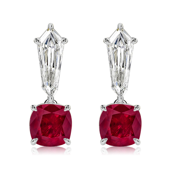 

Italo Cushion Cut Ruby & White Sapphire Drop Earrings
