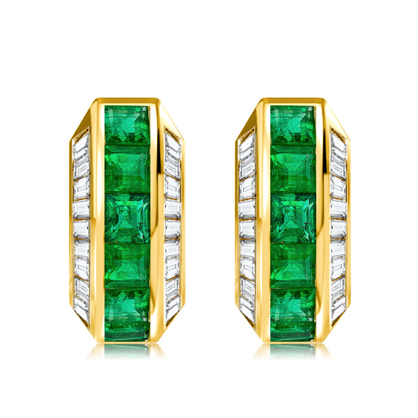 

Emerald Huggie Hoop Earrings For Women, White