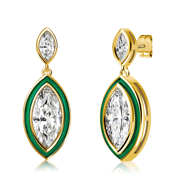 

Marquise Cut Green Drop Earrings For Women, White