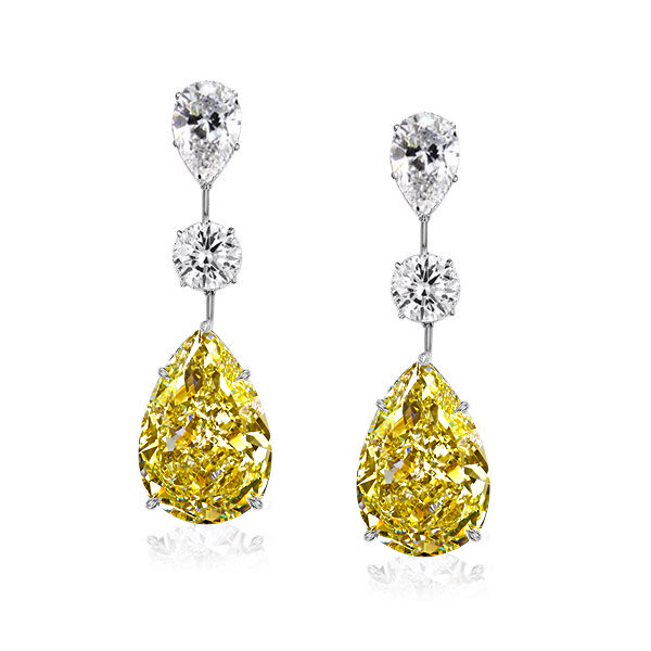 

Pear Cut Yellow Topaz Drop Earrings For Women, White